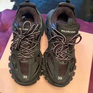 Balenciaga  Black and Gray Track Sneakers, Size 9